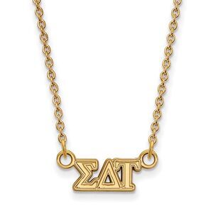 14K Plated Silver Sigma Delta Tau XS (Tiny) Greek Letters Necklace